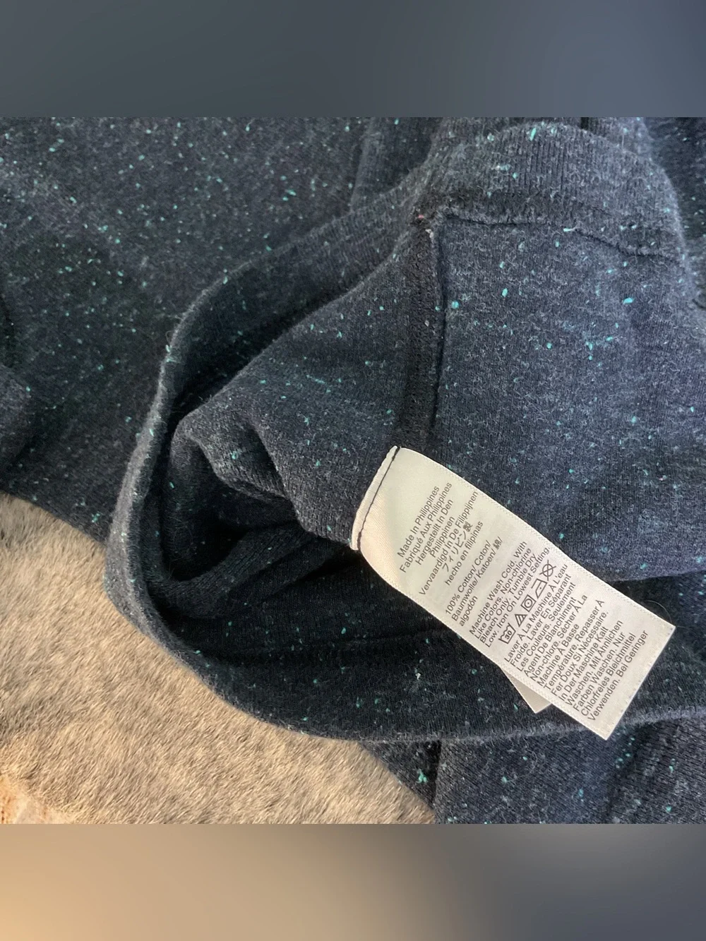 J. Crew Men's Navy Heathered Henley Knit Sweater 100% Cotton Size M